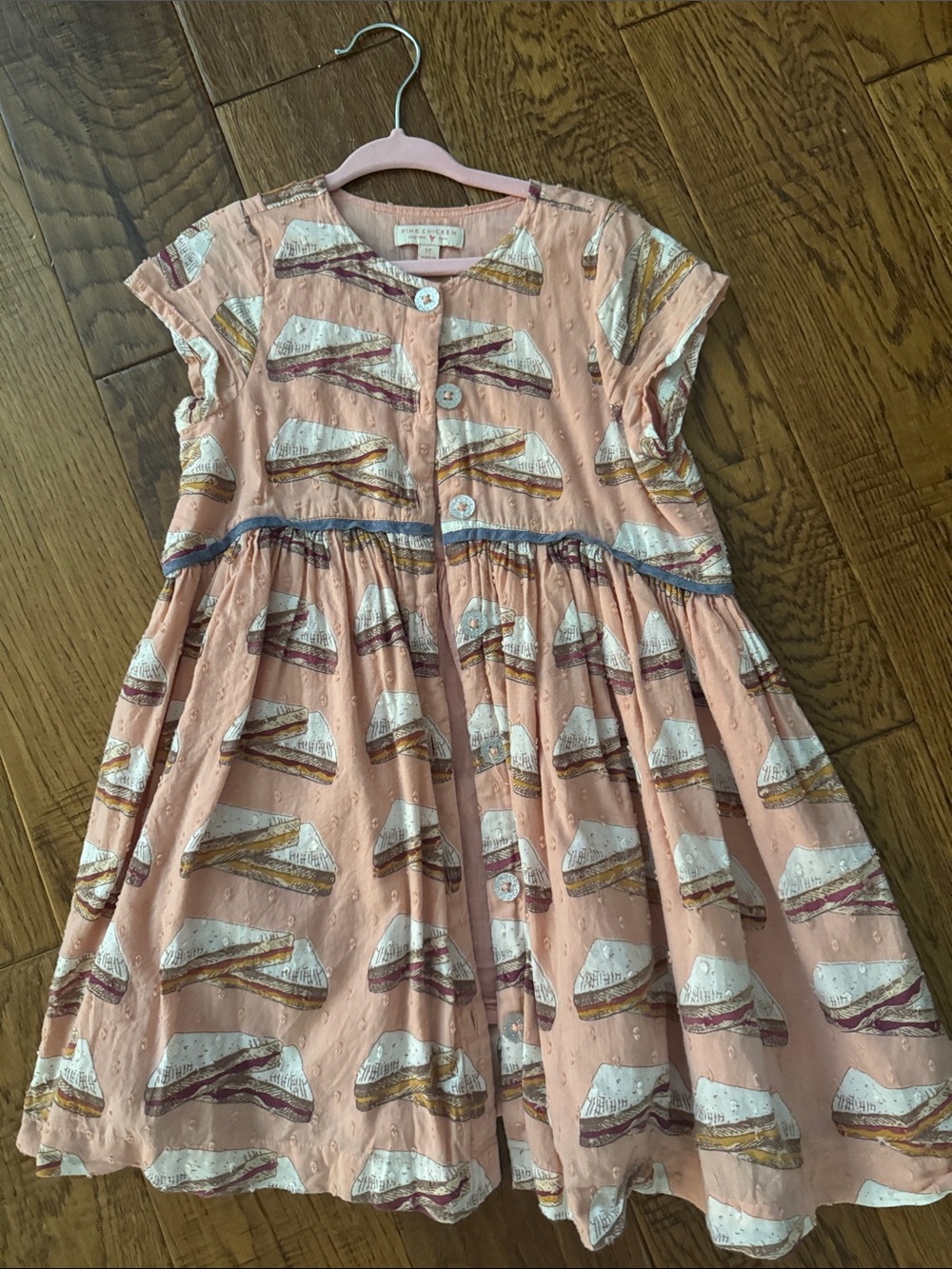 Pink Chicken Peach Printed Button-Front Cotton Dress